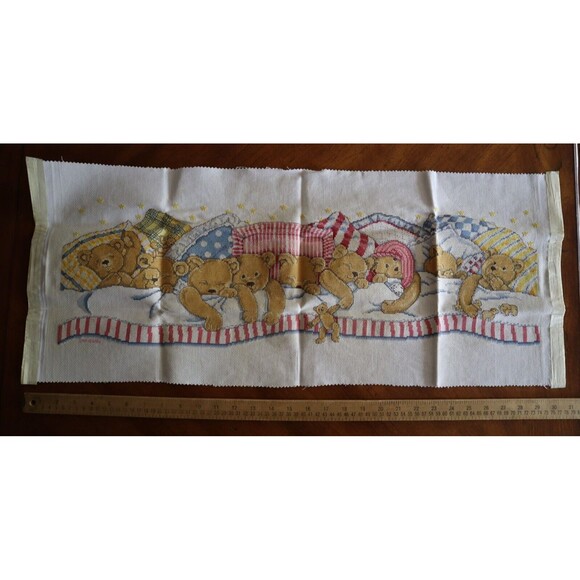 FINISHED Design Works Counted Cross Stitch Kit #9696 Bedtime Bears Teddy Nursery - Picture 1 of 10